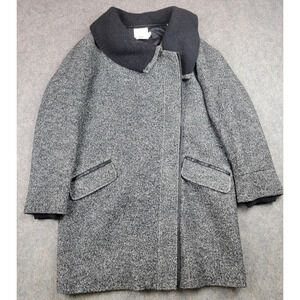 Vince Coat Womens Medium Shawl Collar Asymmetrical Zip Leather Trim